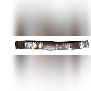 Vintage Unisex Silver Fish Scale Metal Disco Clasp Stretch Belt
